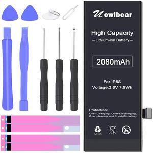 uowlbear 2080mAh Battery for iPhone 5s A1453 A1457 A1518 A1528 A1530 A1533 and iPhone 5c A1456 A1507 A1516 A1529 A1532 with Complete Replacement Kits 0 Cycle -High Capacity