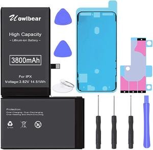 Battery for iPhone X, uowlbear 3800mAh Rechargeable Battery for A1865 A1901 A1902 with Complete Replacement Kits, 2 Set Adhesive Strips and Seal -0 Cycle High Capacity