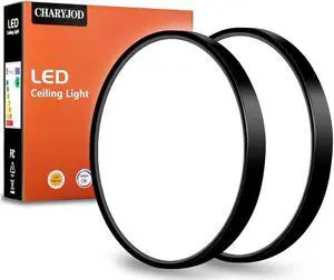 2 Pack LED Flush Mount Ceiling Light Fixture, 9 Inch Modern Black LED Ceiling Light, 18W 5000K Low Profile Slim Flat Surface Mount Ceiling Lights for Bedroom Kitchen Hallway Laundry Stairwell Basement