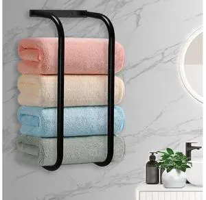 1 Pack Contemporary Metal Towel Rack, Wall Mounted Towel Holder for Rolled Towels, Space-Saving Bathroom Storage Organizer, No Electricity Needed, Towel Racks
