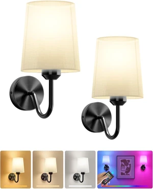 Ouyulong Battery Operated Wall Sconces Set of 2, Wireless Rechargeable Dimmable Wall Light with RGB Bulb and Remote for Bedroom, Living Room, Hallway (Black) Ouyulong Battery Operated Wall Sconces Set of 2, Wireless Rechargeable Dimmable Wall Light with RGB Bulb and Remote for Bedroom, Living Room, Hallway (Black)