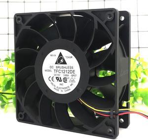 Original Delta TFC1212DE 12cm PWM Case Fan - 120mm DC 12V 3.9A - Dual Ball - Super Air Automobile Pressurization Serve Cooling Fan - Ethereum Mining ETH