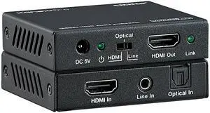 KanexPro HDMI 2.0 Audio Embedder 18Gbps HDCP 2.2 4K 60Hz Toslink CEC Stereo