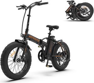 AOSTIRMOTOR A20 500W Folding Electric Bike for Adults  20  4 Fat Tire with 36V 13AH Removable Lithium Battery Travel Up to 20 Miles Max Speed Up to 25 MPHBlack