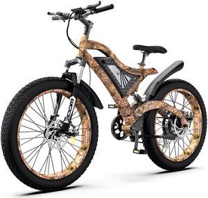 AOSTIRMOTOR Electric Mountain Bike S181500W with 1500W Motor 26  4 Fat Tire 48V 15AH Removable Lithium Battery Shimano 7Speed Suspension Fork Up To 30MPH wRear Rack