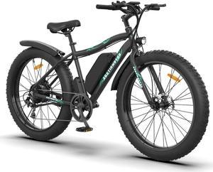 AOSTIRMOTOR S07-P 500W Electric Bike, 26" Fat Tire, 36V 13AH Removable Lithium Battery, Max Speed 28MPH, Shimano 7-Speed, With Front Light