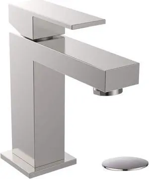 Bathroom Faucet Brushed Nickel Modern, Single Hole Bathroom Sink Faucet with Pop Up Drain Assembly, Leadfree Solid Brass Alwen bathroom faucet
