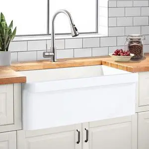 30 inch Fireclay Kitchen Sink Farmhouse Reversiable Single Bowl, Apron Farm White Single Bowl Sink with Stainless Steel Grid and Strainer