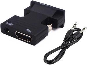 HDMI-compatible Female to VGA Male Converter 3.5mm Audio Cable Adapter 1080P FHD Video Output for PC Laptop TV Monitor Projector