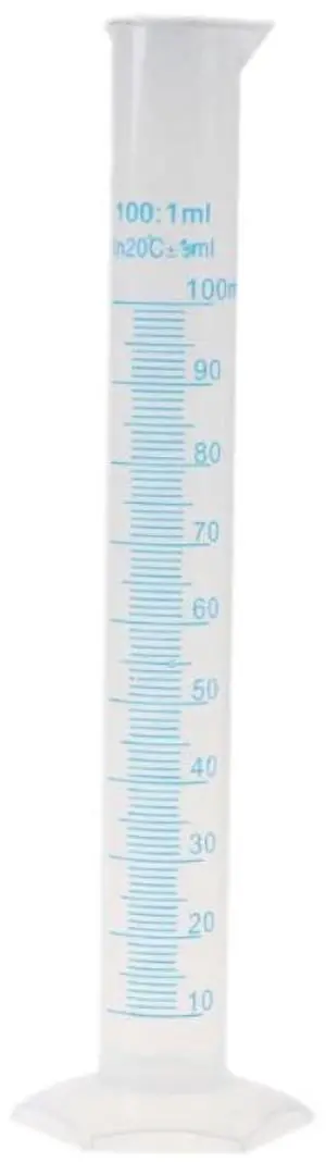 Cilindro de plástico para Laboratorio de Ciencia, cilindro de medición de 100mL, tubo de prueba líquido Ideal para el hogar y la escuela