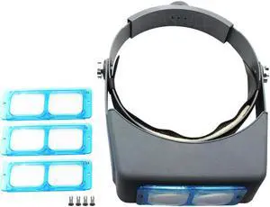 Vidrio óptico Binocular diadema Visor de lupa con 4 lentes 1.5x 2x 2.5x 3.5x