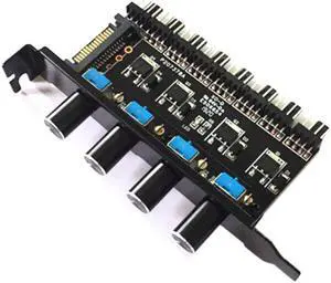 Pc 8 Channels Fan Hub 4 Knob Cooling Fan Speed Controller For Cpu Case Hdd Vga Pwm Fan Pci Bracket Power By 12V Fan Control