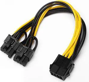 8p Female To 2 Port Dual 8pin 6+2p Male GPU Graphics Video Card Power Cable Cord 18AWG Wire
