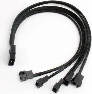 30cm 4pin IDE Molex to 4-Port  Black Sleeved Cooler Cooling 3Pin 4Pin Fan Splitter Power Cable Environmental Connector Cables