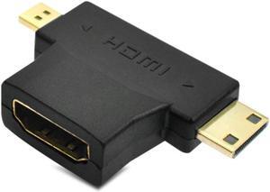 2 In 1 Micro Mini HDMI-compatible Male To HDMI-compatible Female Cable Adapter Connector Converter for Laptop Extender Coupler