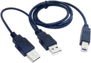 USB 2.0 A Male To B Male AM-BM with Power Y Cable Dual Double USB A To Single Printer USB B for Portable HDD Enclosure 80cm