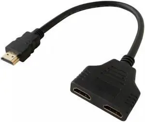 1PC  HDMI-compatible 2 Dual Port Y Splitter HD 1080P V1.4 Male To Double Female Adapter Cable 1 In 2 Out Converter Connect Cable