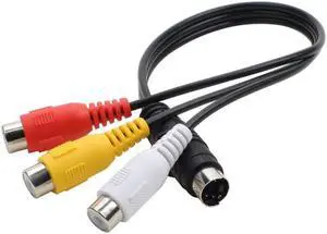 Black 25CM 4PIN S-VIDEO S Terminal To 3RCA Red Yellow White AV Video Cable Audio Video Adapter