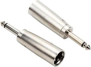 2Pcs Silver 3P XLR Plug To 6.5 Mm Plug Male Audio Adapter 6.5mm Male To 3 Pin XLR Mono Microphone Connector
