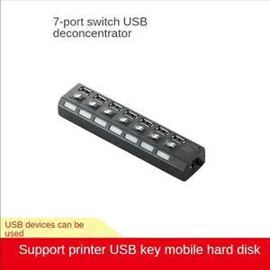 7 USB2.0 Outlets Small Splitter Switch and Box with Usb Port  for LED Light Up Kit Building Model