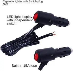 Car Motorcycle ATV Boat 12V 24V LED ON OFF Switch Car Cigarette Lighter Power Socket Plug Connector with 10A Fuse