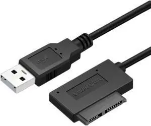 USB2.0  To Mini Sata II 7+6 13Pin Adapter Converter Cable  for Laptop CD/DVD ROM Slimline Drive