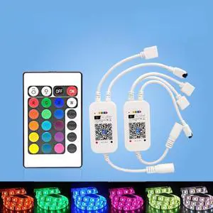 DC5-24V Bluetooth-Compatible WiFi / RGB RGBW LED Controller Android IOS APP , 24Key Remote Control for 5050 RGB RGBW LED Strip