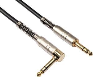 Gold Plated 6.35mm Male To Male Straight Head To Elbow Stereo Electric Guitar Audio Cable