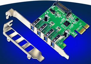 PCI Express Controller Card Adapter 4-Port USB 3.0 15-pin SATA w/ Low Profile Bracket