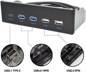 5.25 Inch USB 3.1 GEN2 Front Panel USB Hub 2 Ports USB 3.0 + 2 Ports USB2.0 + 1 Port TYPE-C with TYPE-E Connector for Desktop PC