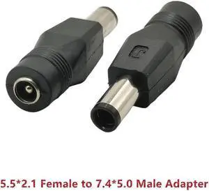 DC 5.5*2.1mm Female to 7.4*5.0*0.5mm Plug AC DC Power Plug Connector Adapter Adaptor