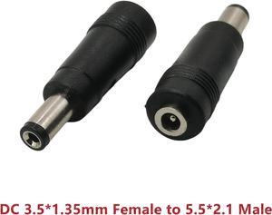 DC 3.5mm x 1.35mm Female to 5.5mm x 2.1mm Male Adapter, Jack 3.5*1.35mm Female to 5.5*2.1mm Connector 2-pack
