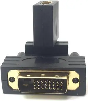 360 Degree DVI to HDTV Adapter DVI-D 24+1 Male to HDTV Female Righr Angled Connector Converter for HD Projector