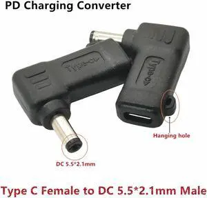 Type C USB-C Female Input to DC 5.5x2.1mm Power PD Charge Cable fit for Laptop 18-20V