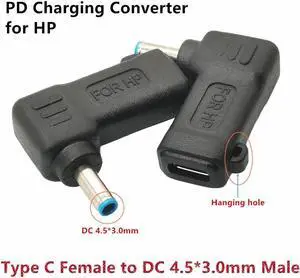 Type C USB-C Female Input to DC 4.5x3.0mm Power PD Charge Cable Adapter fit for HP Notebooks Laptop HP Stream 11 13 14 18-20V
