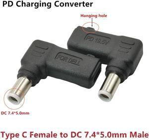 65W PD USB Type C Female to DC 7.4*5.0mm Male Power Charging Adapter for Dell Latitude E6420 E6430 E6430s E6430U E6440 E6500