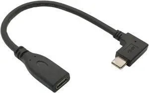 USB C Extension Cable 20cm Right Angle 90 Degree Adapter USB 3.1(10Gbps) Type C Male to Female for Laptop/Tablet/Mobile Phone