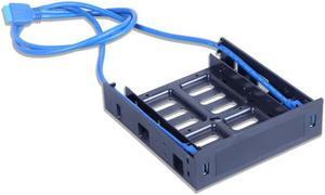 2 X USB 3.0 Front Panel with 3.5Inch Device/HDD or 2.5Inch SSD/HDD to 5.25 Floppy to Optical Drive Bay Tray Bracket