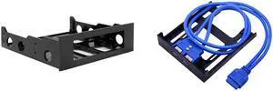 1 Pcs 3.5 to 5.25 Hard Drive Drive Bay Front Bay Bracket Adapter & 1 Pcs 2 Ports USB 3.0 Front Panel Floppy Disk Bay