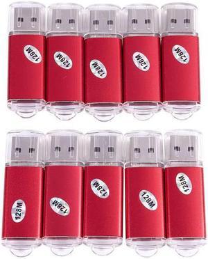 10pcs USB Flash Drive 128 MB Key Chain Flash Memory Drive U-Disk for Win 8 PC Gift, Red