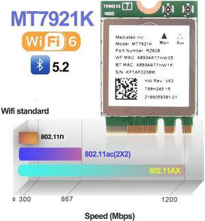 Wi-Fi 6 MediaTek MT7921k wifi 6 1800M Bluetooth 5.2 desktop / notebook wireless network card NGFF m.2 WIF support windows10 / 11