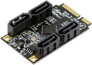 OIAGLH 6Gbps Mini PCI-E PCI Express to Four Ports Adapter SATA 3.0 Converter Hard Drive Extension Card for SSD