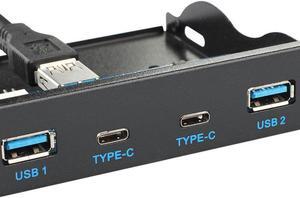 OIAGLH USB 3.1 Front Panel Header to USB-C & USB 3.0 HUB 4 Ports Front Panel Motherboard Cable for 3.5 Floppy Bay