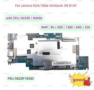 FOR N24/300e 3N 81AF laptop motherboard FRU:5B20P18585 with CPU N3350 N3450 +RAM 4G+SSD 128G