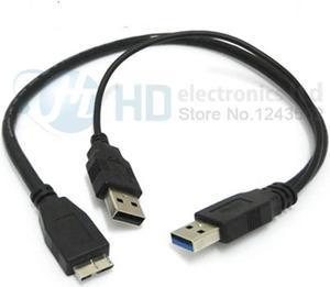 FOR USB 3.0 A Male to Micro USB Male 3 Y Cable with Extra USB Power for 2.5 Mobile HDD 60cm