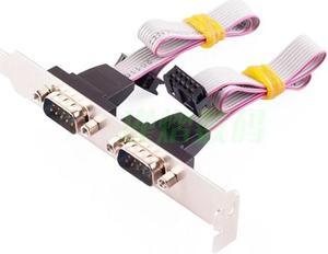 FOR Dual 2 ports Serial 9 pin DB9 RS232 Motherboard Com Ribbon Cable slot Bracket