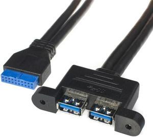 FOR 2 Port USB 3.0 Female Screw Mount Type to Motherboard 20pin Header Cable