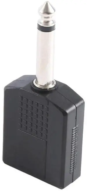 For Black 6.35 1/4 Male to Dual Female Mono Y Cord PA Audio Cable Adapter