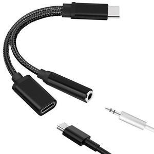 For Type C to 3.5mm Charge Audio Adapter 2 in 1 USB C Splitter Headphone AUX Audio Cable for Smartphone Splitter