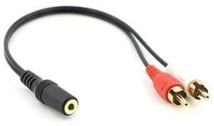 For 2 RCA Male to Female 3.5mm Jack Aux Stereo Audio Cable